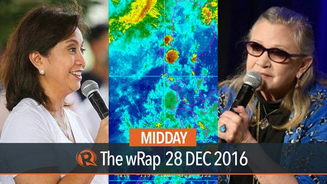 Robredo’s ratings, Typhoon Nina, Carrie Fisher | Midday wRap