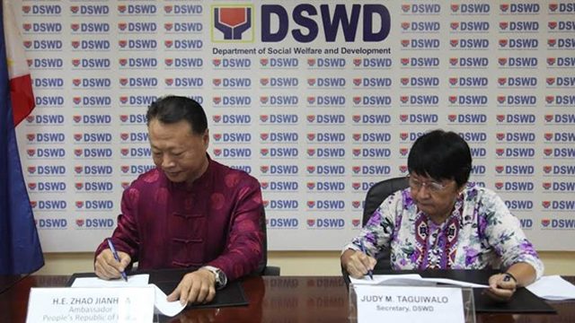 DSWD gets P100M from China for anti-poverty programs