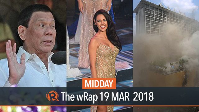 Duterte on ICC, Waterfront Manila Pavilion fire, Binibining Pilipinas 2018 | Midday wRap