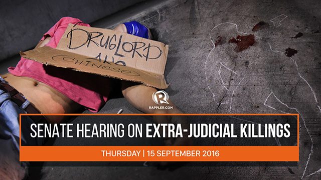 WATCH: Senate hearing on extrajudicial killings, 15 September 2016