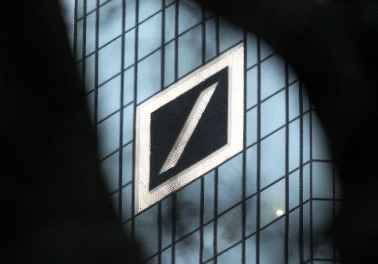 DEUTSCHE BANK. The bank's logo is pictured at its headquarters in Germany. File photo by Daniel Roland/AFP   