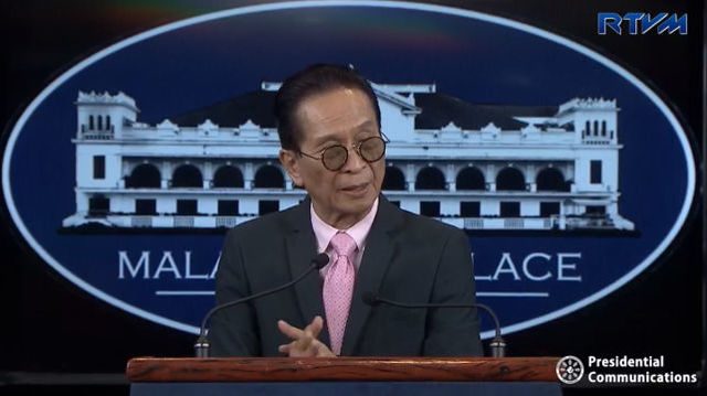 COMPLAINTS. Presidential Spokesperson Salvador Panelo asks for proof on the supposedly questionable bidding process for the Sangley Point International Airport project. File screenshot from RTVM  