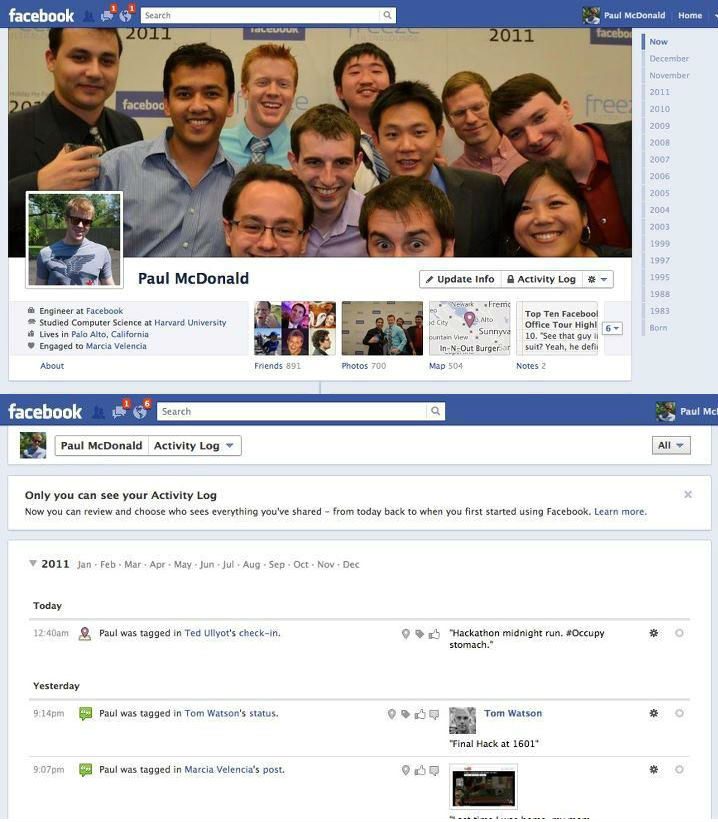 THE TIMELINE. Facebook rolled out the Timeline in 2011, which introduced cover photos and highlights users' life events. Photo from Facebook 