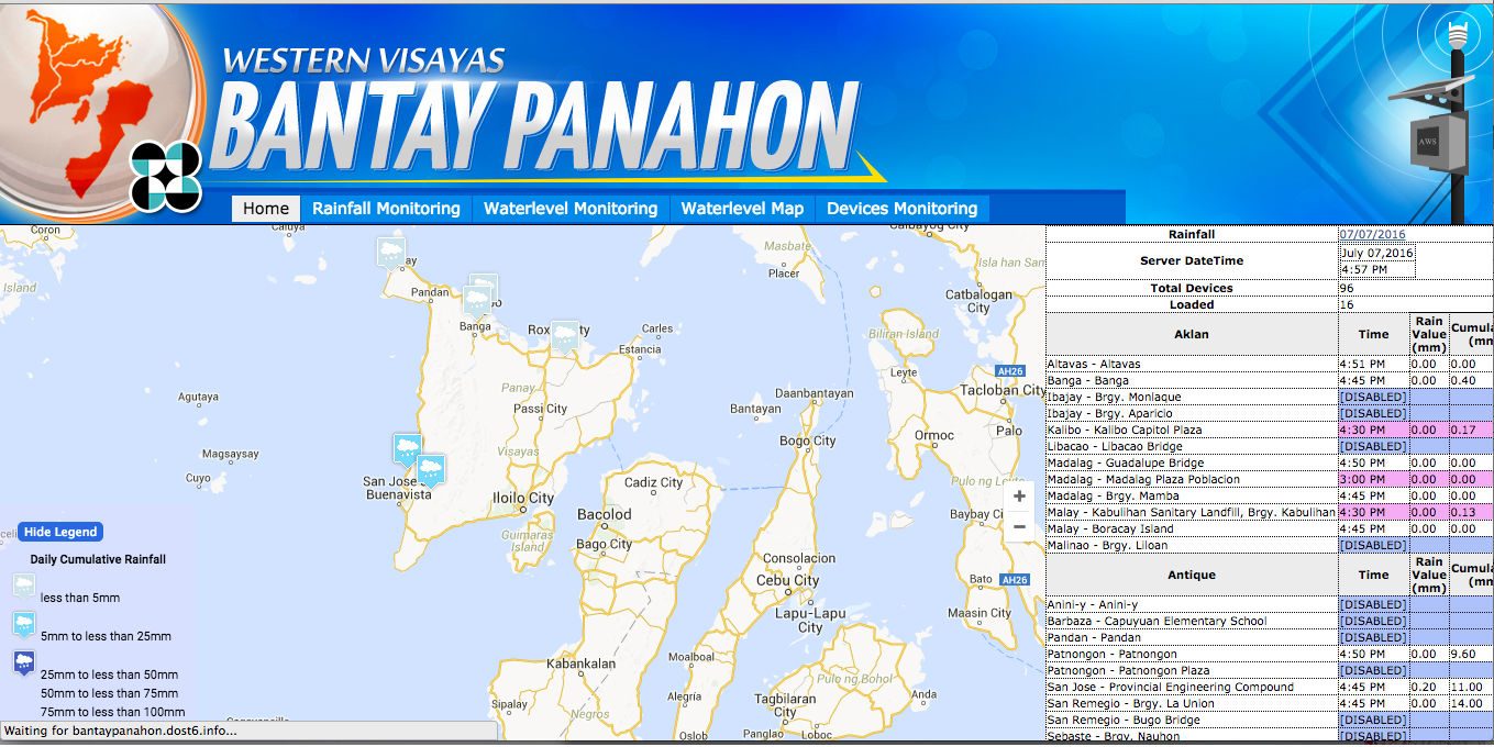 A screen grab of the BantayPanahon website. 