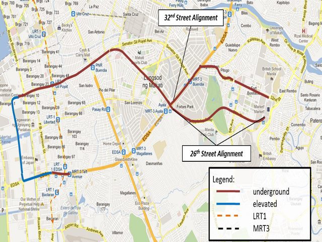 MASS TRANSIT SYSTEM LOOP. The subway system will link the Makati Central Business District, the Mall of Asia, and Bonifacio Global City, according to the PPP Center. Map from the PPP Center 