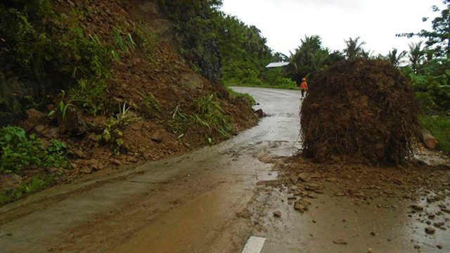 LANDSLIDE. A landslide occurred in Lagonoy-Presentacion Road according to the situational report of Camarines Sur 3rd District Engineering Office. Photo by DPWH Region V RPIOÂ Lucy Cataneda 