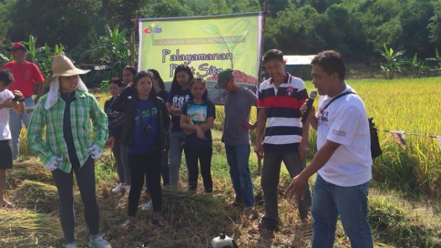 GIVING BACK. Candon Youth Movement volunteers talk to farmers in Ilocos Sur. Photo courtesy of CYM 