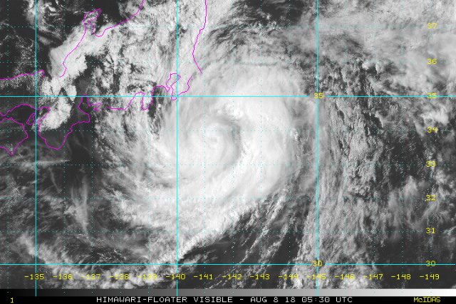 Strong typhoon churns towards Japan