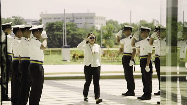 IN COMMAND. Jasmin at the Maritime Academy of Asia and The Pacific in Bataan. Screengrab from Globe's Youtube page. 