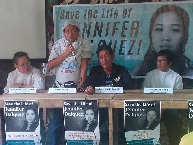 SAVING A LIFE. Migrante International calls on President Rodrigo Duterte to help get Jennifer Dalquez home. Photo from Migrante  