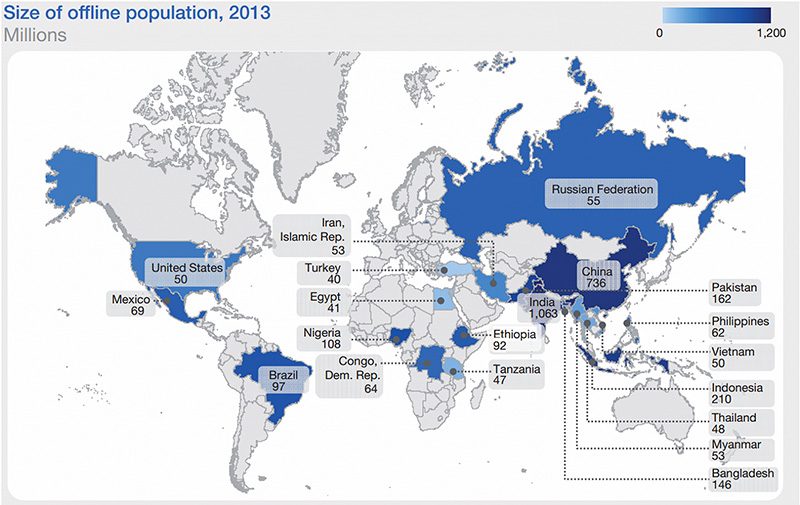 UNCONNECTED. Screen shot of offline population map from McKinsey and Company report.