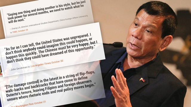 Duterte’s ‘China pivot’ draws int’l reactions