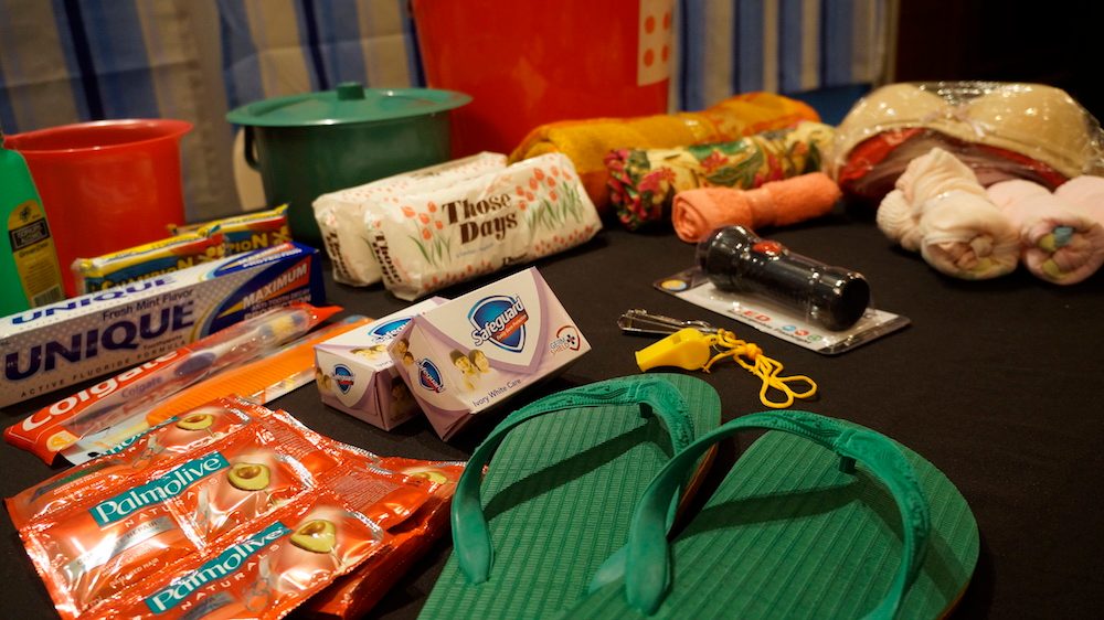 FOR WOMEN. Dignity kits from Yolanda contain sanitary napkins, clean underwear, and alcohol as well as a flashlight and a whistle for women’s security. Photo by Janica Regalo/Rappler  