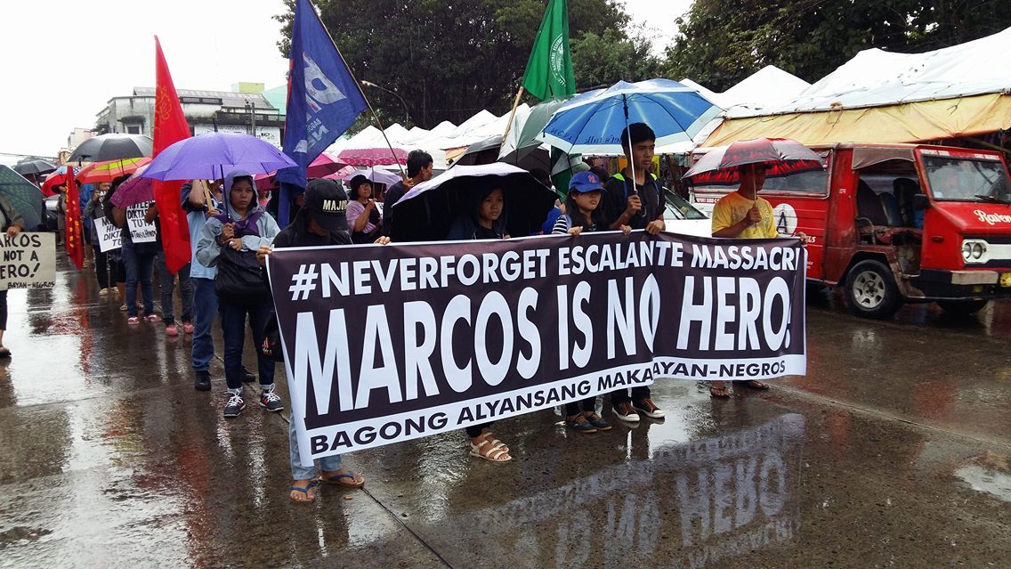 Bacolod: Negrenses rally in heavy rain vs Marcos burial