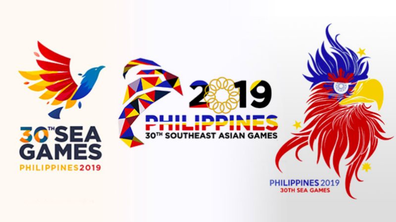 REDESIGNED. The Philippine eagle shines as netizens tweeted alternatives for the 2019 SEA Games logo. From left to right: Photos by Twitter users @kvpingkian, @luisddomingo, and @raphaelmiguel.  