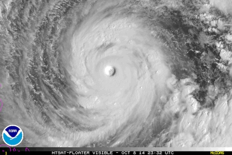 Typhoon Vongfong (Ompong), satellite image as of 9 Oct 2014. Image courtesy US NOAA