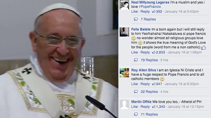 Facebook users of all faiths love Pope Francis