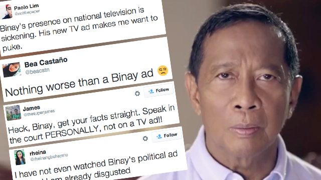 Some Filipinos on Twitter ‘disgusted’ by Binay’s new TV ad