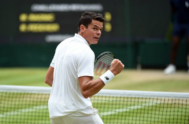 Milos Raonic punched his ticket to his first major final by defeating Roger Federer. Photo by Andy Rain/EPA 