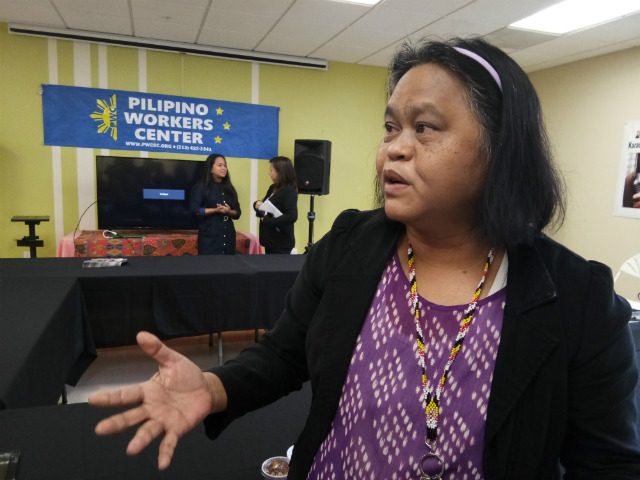 HELP OFWS. Lolita Lledo, associate director of the Pilipino Workers Center in Los Angeles, criticizes Philippine President Rodrigo Duterte for saying he will 'not lift a finger' to help undocumented Filipinos in the US. Photo by Paterno Esmaquel II/Rappler  