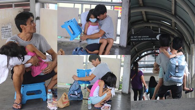 HELP NEEDED? Father and daughter pack away their belongings after a security guard tells them to leave. Photo by Kyle Chua/Rappler 