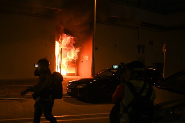 Proposed Hong Kong virus quarantine building firebombed during protest