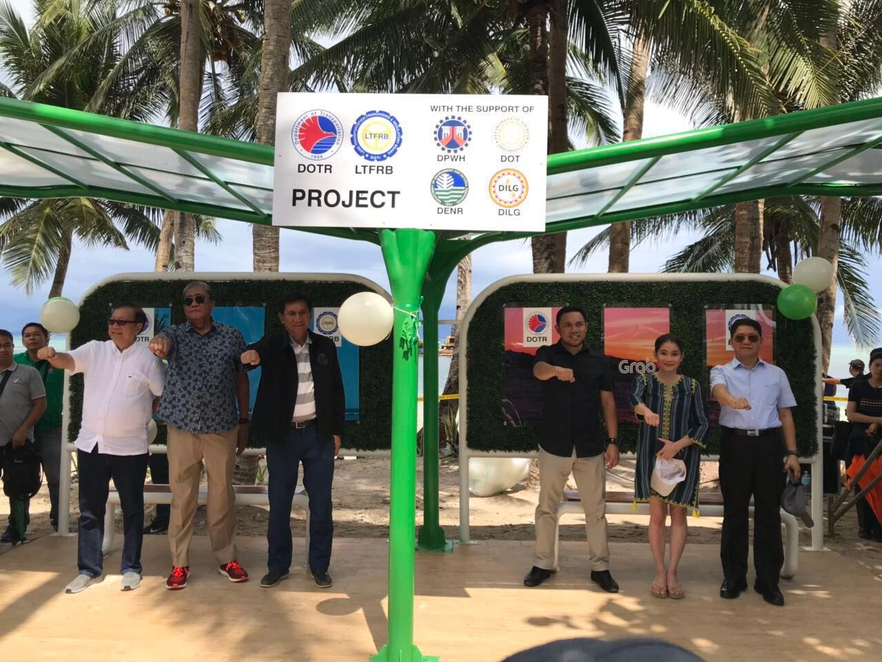 WAITING SHED. Secretaries of the Boracay Inter-Agency Task Force pose for a photo at a waiting shed for buses.  