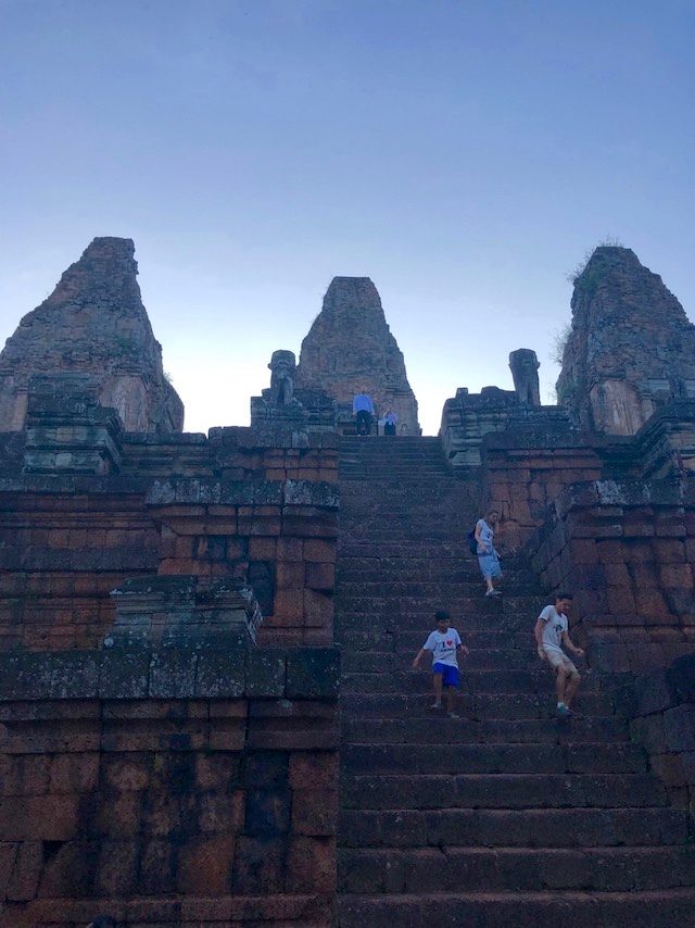 DESCENT. It can be a precarious descent from Pre Rup. Photo by Joey Hofileña/Rappler 