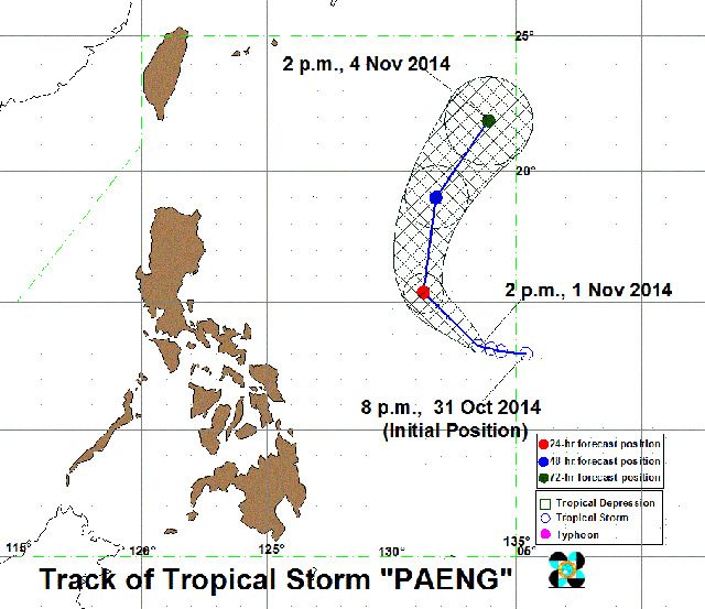 Paeng's storm track as of 2 pm. Image from PAGASA website