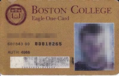 1993 ID. Poe's ID had a different look than this one issued in 1993. This one was found in the blog of a former Boston College student. 