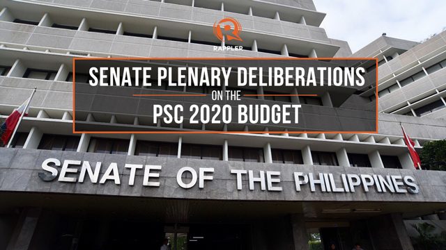 LIVE: Senate plenary deliberations on the PSC 2020 budget
