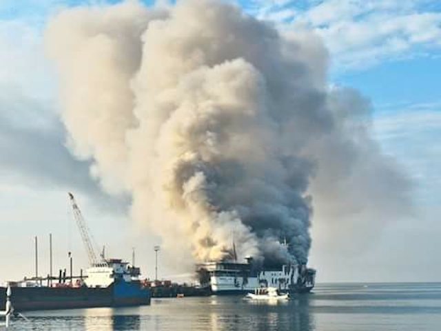 Passenger ship catches fire in Ormoc port