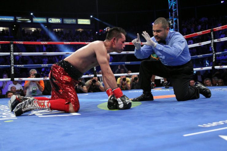 Nonito Donaire Jr takes the count from referee Raul Caiz Jr.