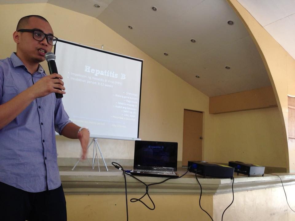 EDUCATION. Dr Alfonso Regala talks to college students about HIV/AIDS and Hepatitis B at the University of Eastern Philippines - Laoang Campus in March 2016. Photo courtesy of Mixie Baduria 