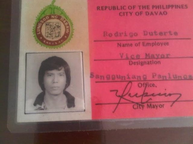 THE BEGINNING. This is Rodrigo Duterte's first ID as a local government official when he became OIC Vice Mayor of Davao City in 1986. Photo courtesy of Editha Caduaya/Rappler 