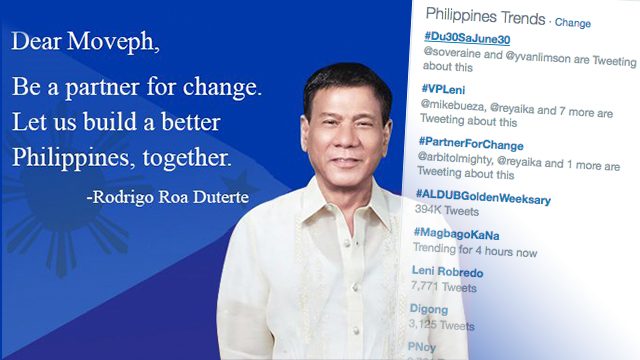 Duterte to netizens: Be a #partnerforchange