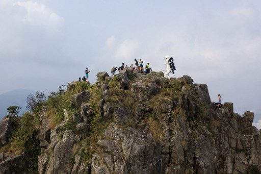 Protesters erect ‘Lady Liberty’ statue on Hong Kong mountain top