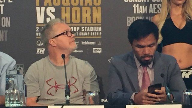 Horn promoter calls out Pacquiao for ‘texting’ during press con