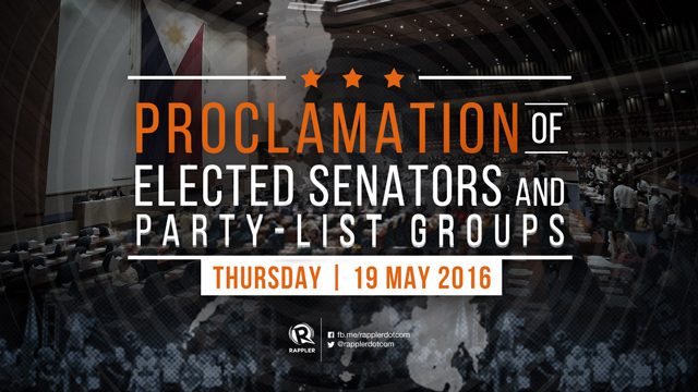WATCH: Proclamation of elected senators and party-list groups