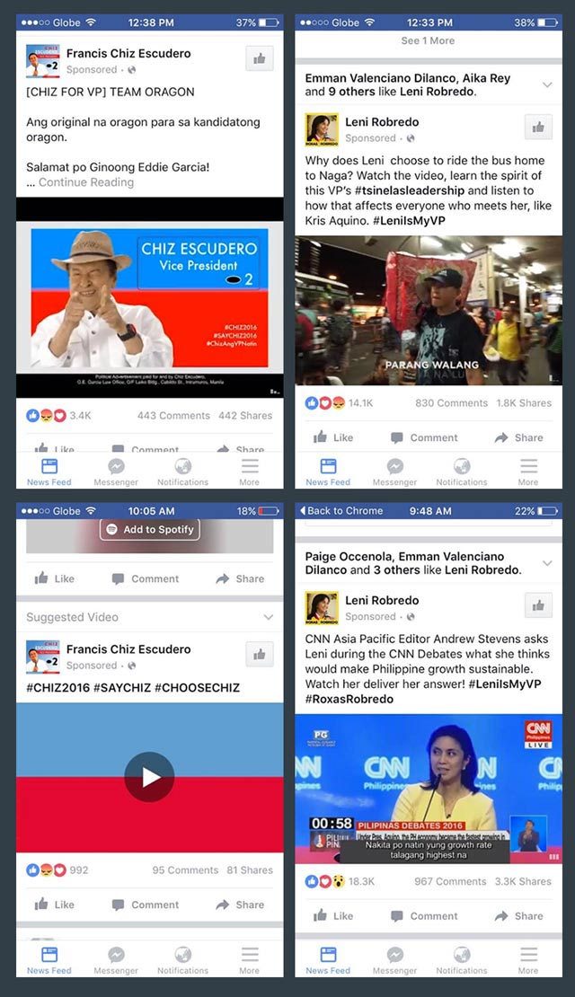 SPONSORED. These are examples of sponsored posts by the official accounts of Vice Presidential candidates.  