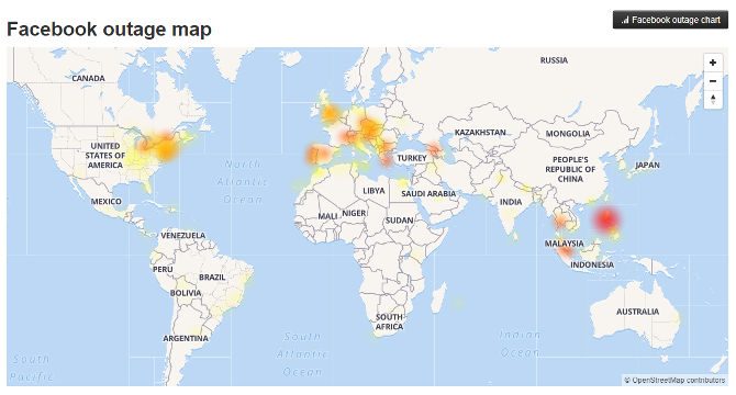 DOWNTIME. DownDetector's Facebook Outage map shows the reports of Facebook's outage across the world as of April 14, 8:25 pm, Manila time 