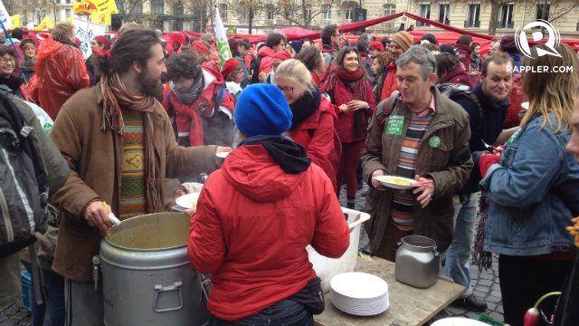FREE FOOD. Advocates feed fellow advocates hot soups and bread 