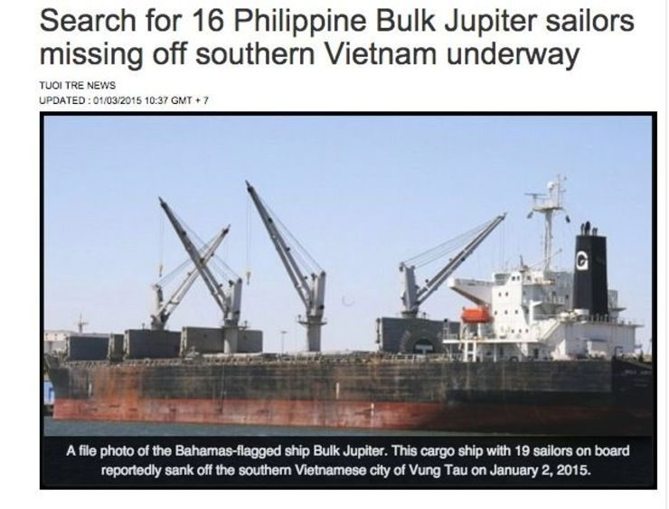 2 Filipinos dead, 16 missing in ship sinking off Vietnam