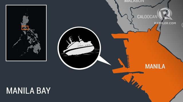 Seized cargo vessel sinks in Manila Bay