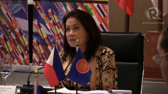 CO-EQUALS. Chief Justice Maria Lourdes Sereno addresses her co-equals across ASEAN. Photo by Buena Bernal/Rappler 
