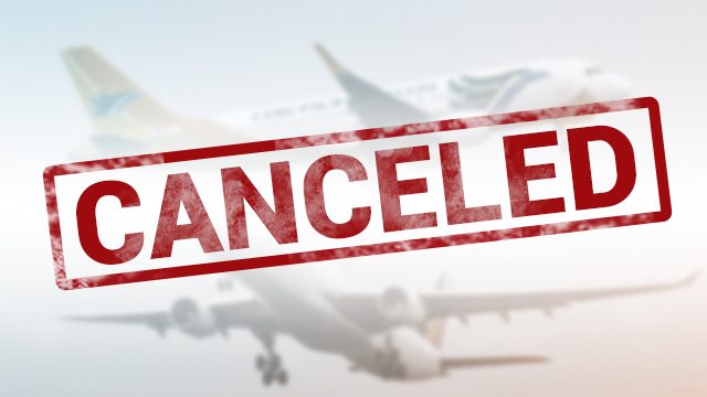 Canceled flights due to Tropical Storm Vinta