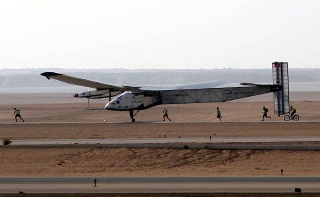 Solar plane lands in Egypt in penultimate stop of world tour