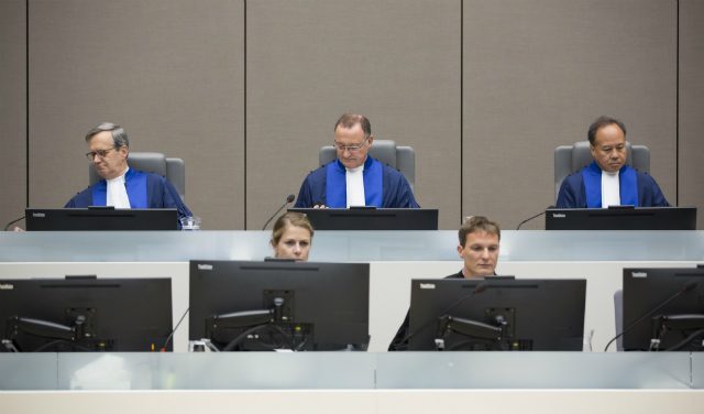 INDEPENDENT. Judge Marc Perrin de Brichambaut, Judge Bertram Schmitt, Presiding Judge, and Judge Raul Cano Pangalangan of the Trial Chamber VII of the International Criminal Court. Photo from the ICC-CPI 