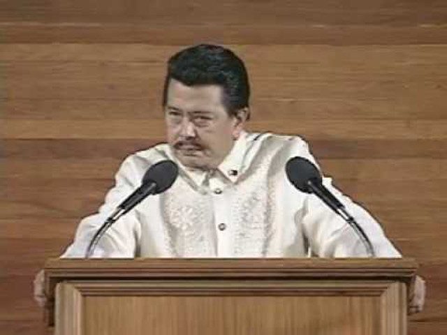 ERAP. RTVM screenshot of President Joseph Estrada addressing Congress  