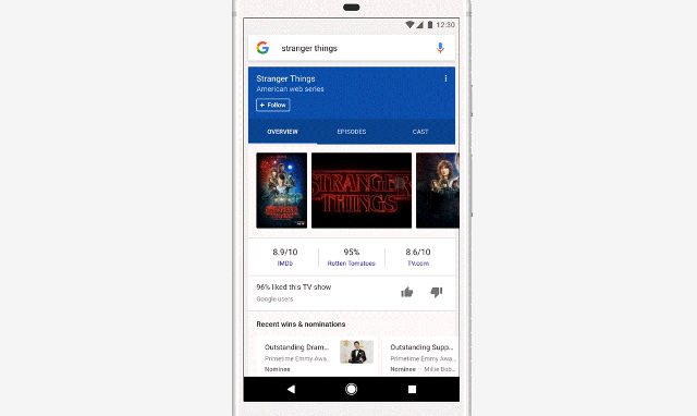 GOOGLE FEED. Search results on the Google app can be followed to provide information you want on your Google feed. Screen shot from Google blog post. 